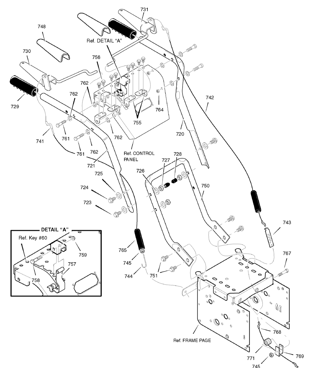 Handle Assembly Diagram and Parts List for 1695426-6291670X196 2007 Briggs and Stratton Snow Blower